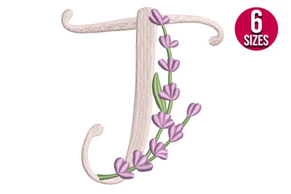 Lavender Font Letter J Embroidery Design